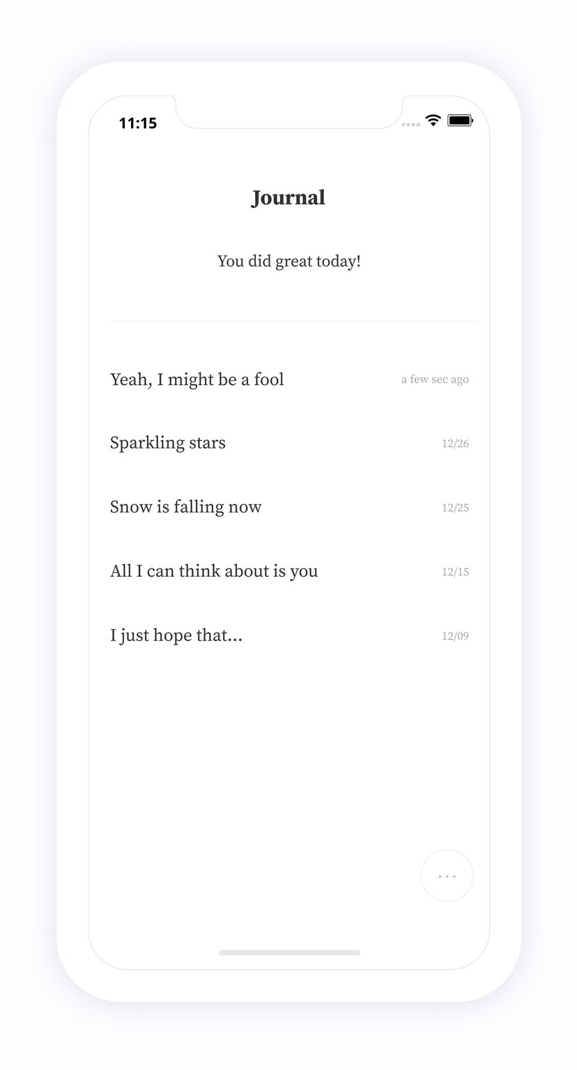 PenCake app — a beautifully minimal diary list